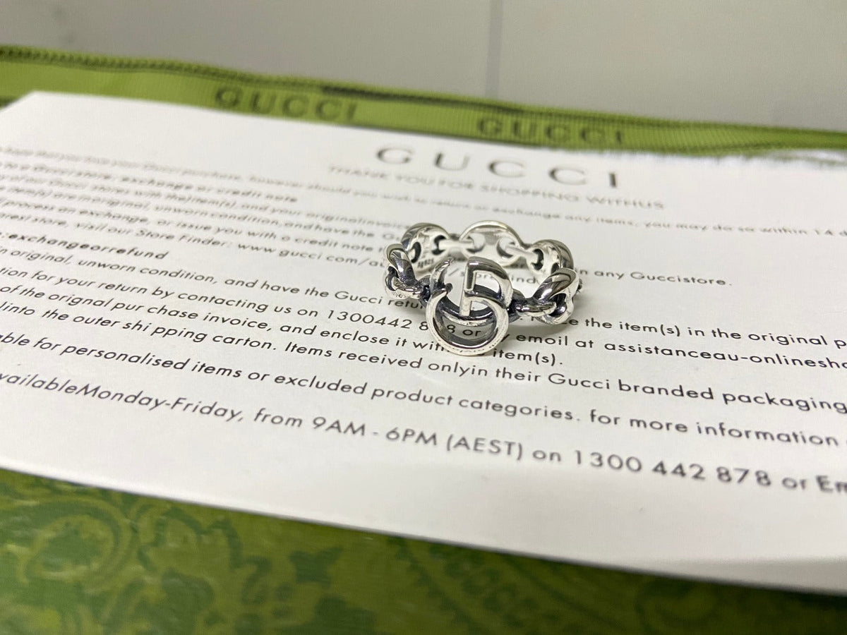 Double Gucci Interlocking Gucci Chain Ring