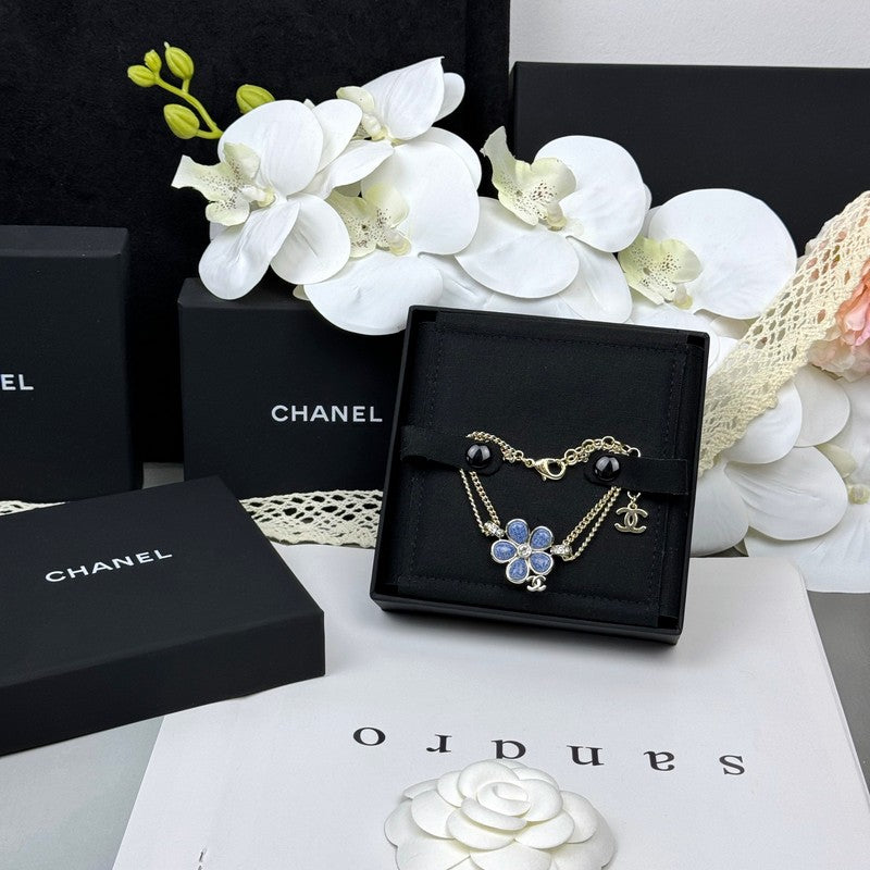 18K  Chanel 26C Blue Flower Diamond Bracelet