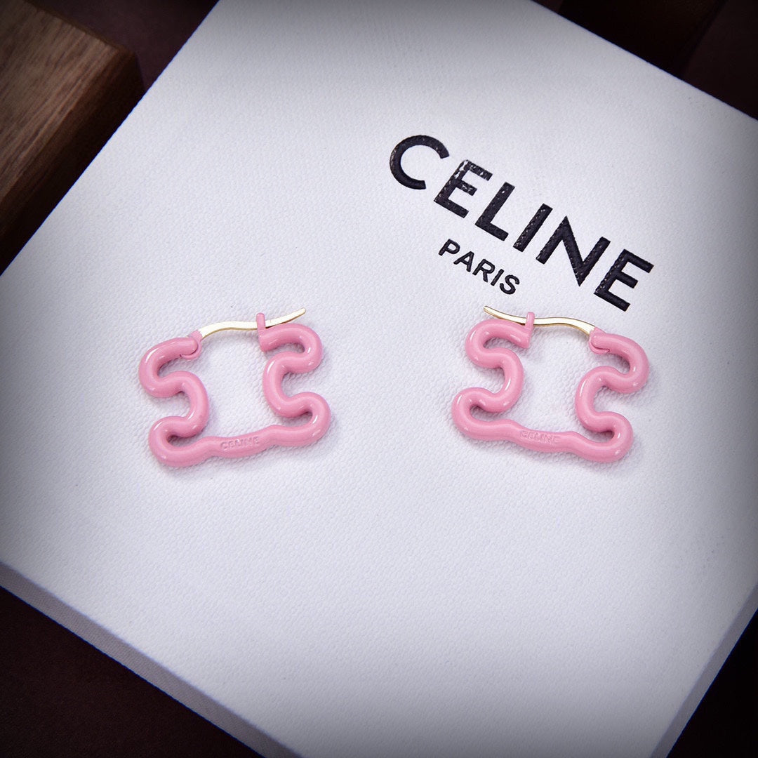 18K Celine Color Resin Earrings