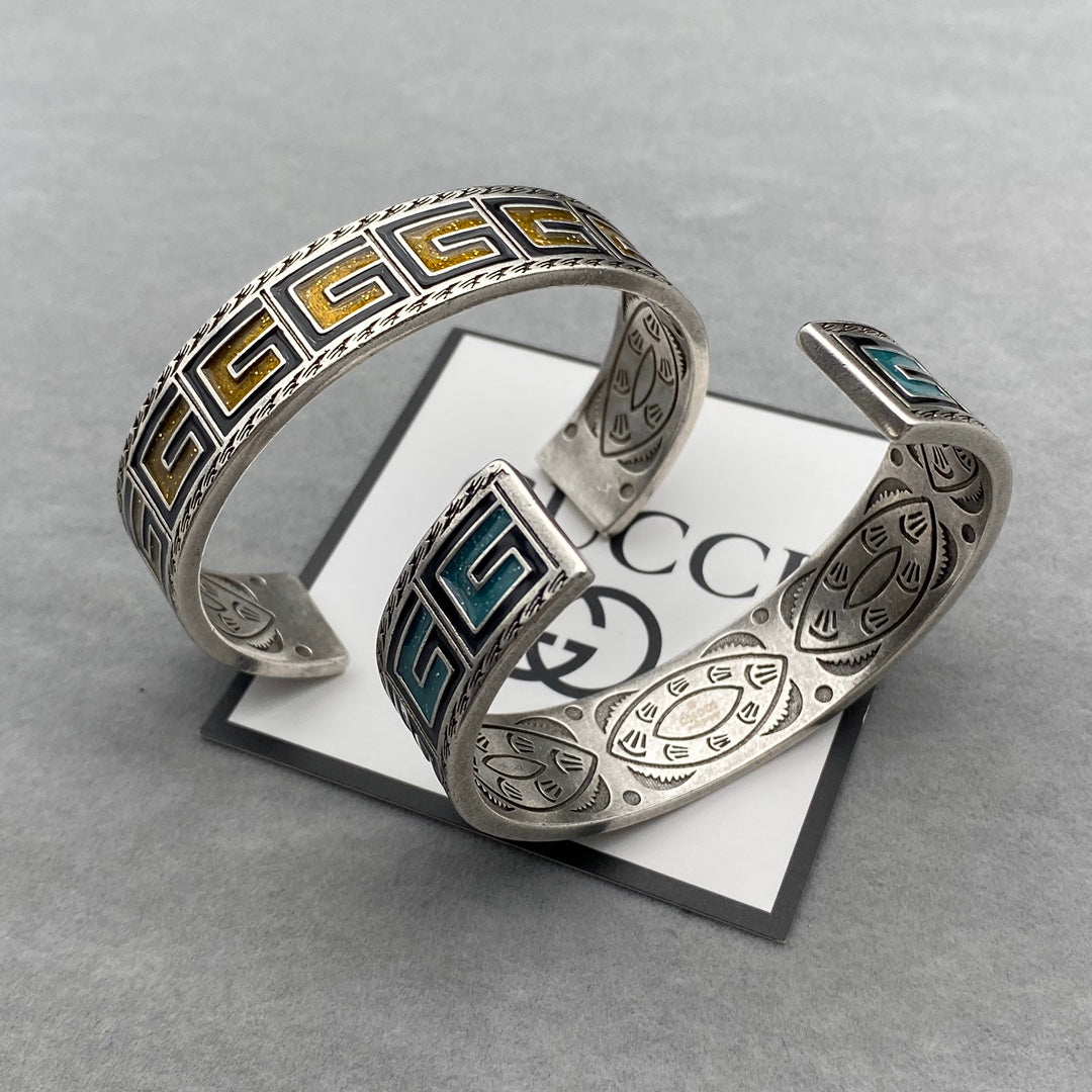 Double Gucci Cube Yellow Wide Bracelet