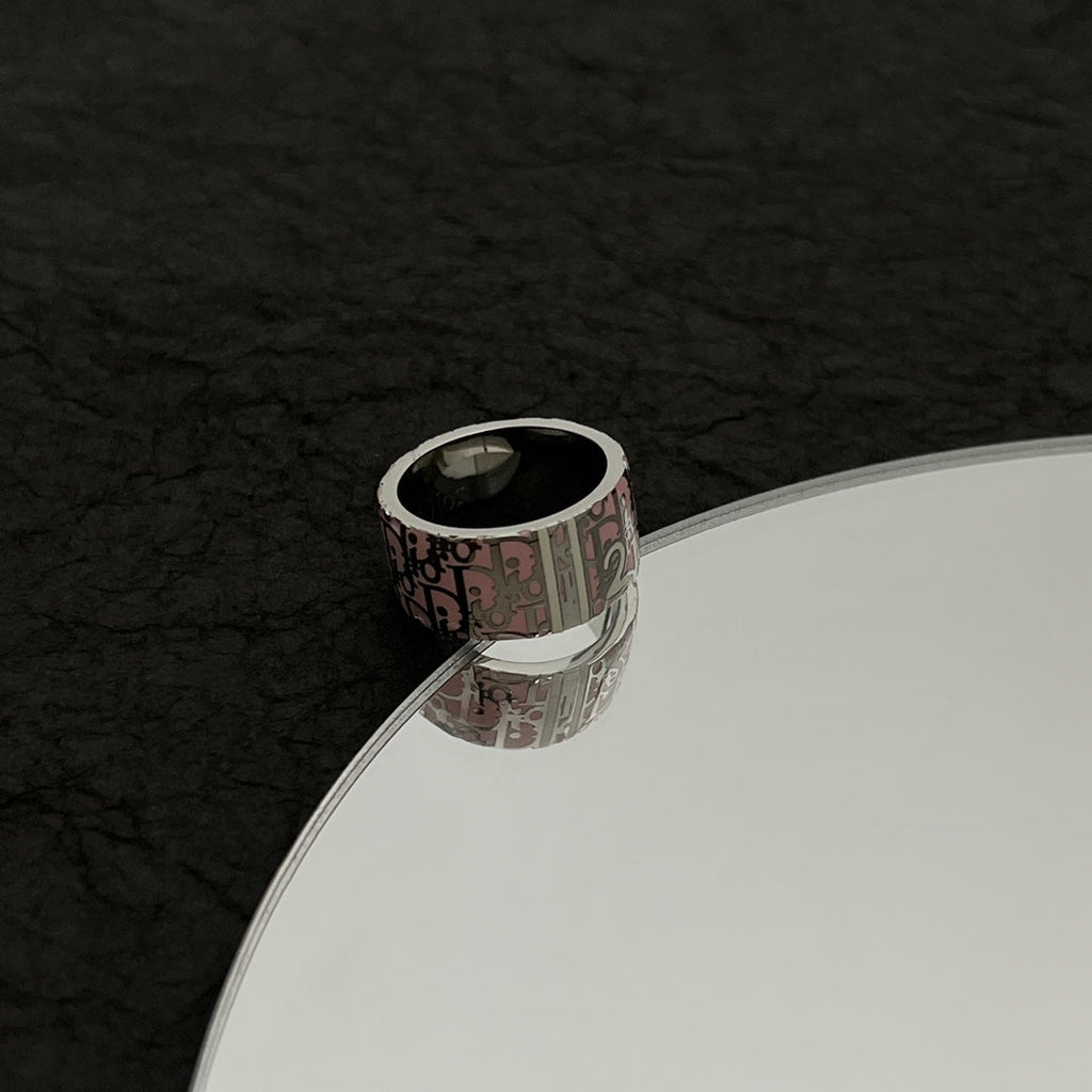 18K Dior Monogram Enamel Ring