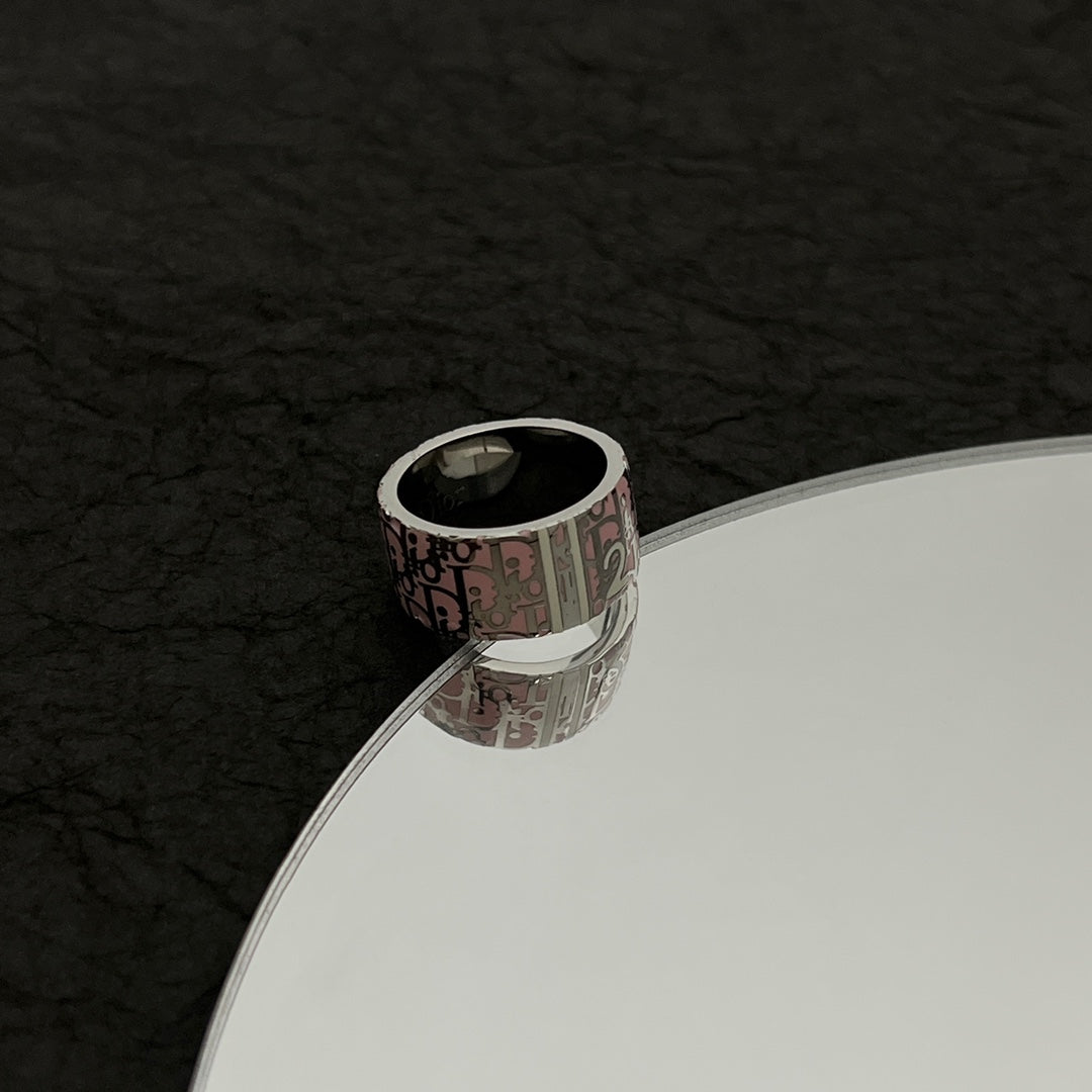 18K Dior Monogram Enamel Ring